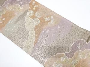 道長取りに紗綾型花丸文様織り出し袋帯